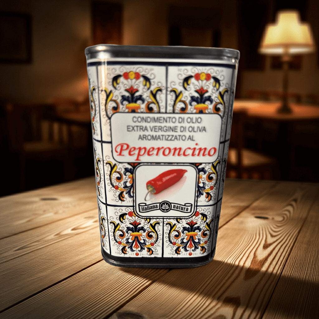Extra Vergine Olijfolie 25cl al Peperoncino – Decoratief Blik
